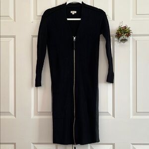 Pilcro Black Ribbed Zip-Up Cardigan